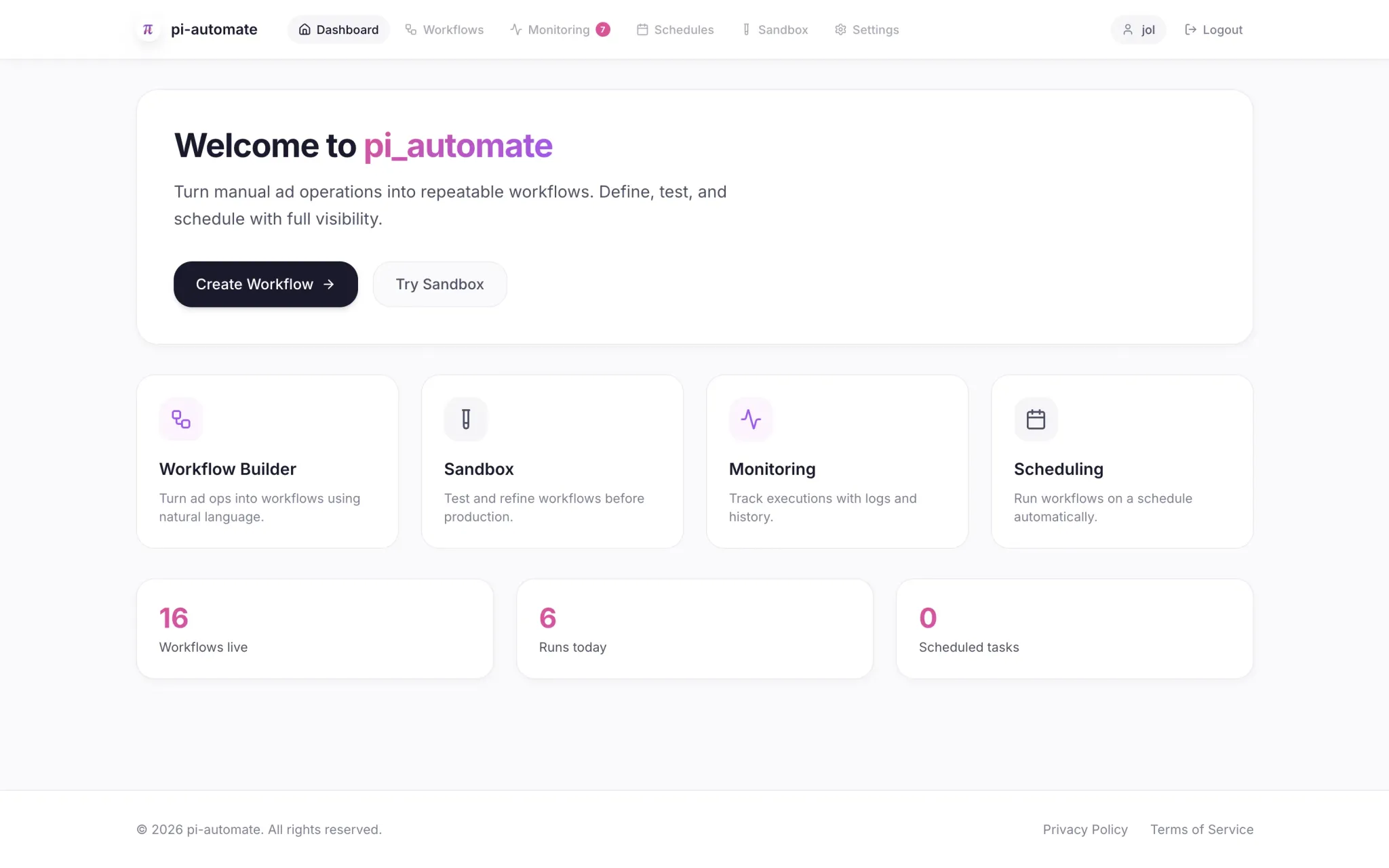 pi-automate dashboard
